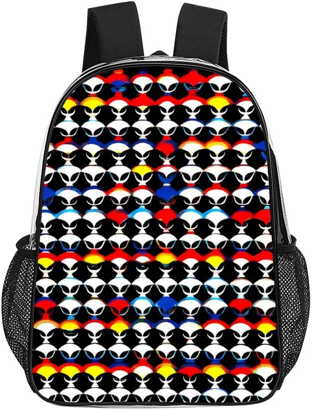 Supdreamc Adults Lightweight Cool Trippy Aliens Pattern Shoulder Book Bags Big Capacity Shoulder Bag Transparent Bag for Trekking Work Walking Cycling
