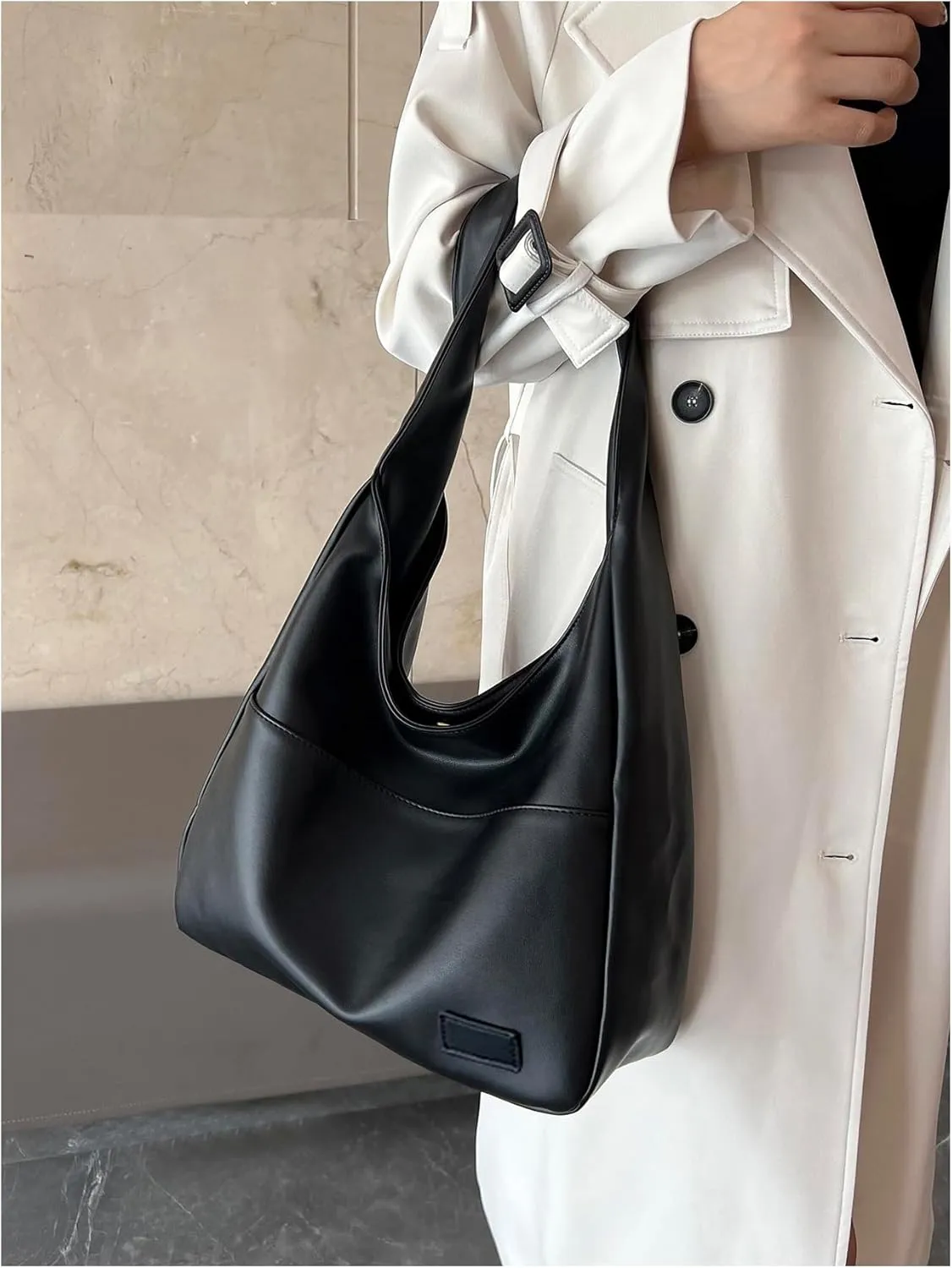 SweatyRocks Women's PU Leather Shoulder Bags Large Capacity Top Handle Travel Shopping Handbag