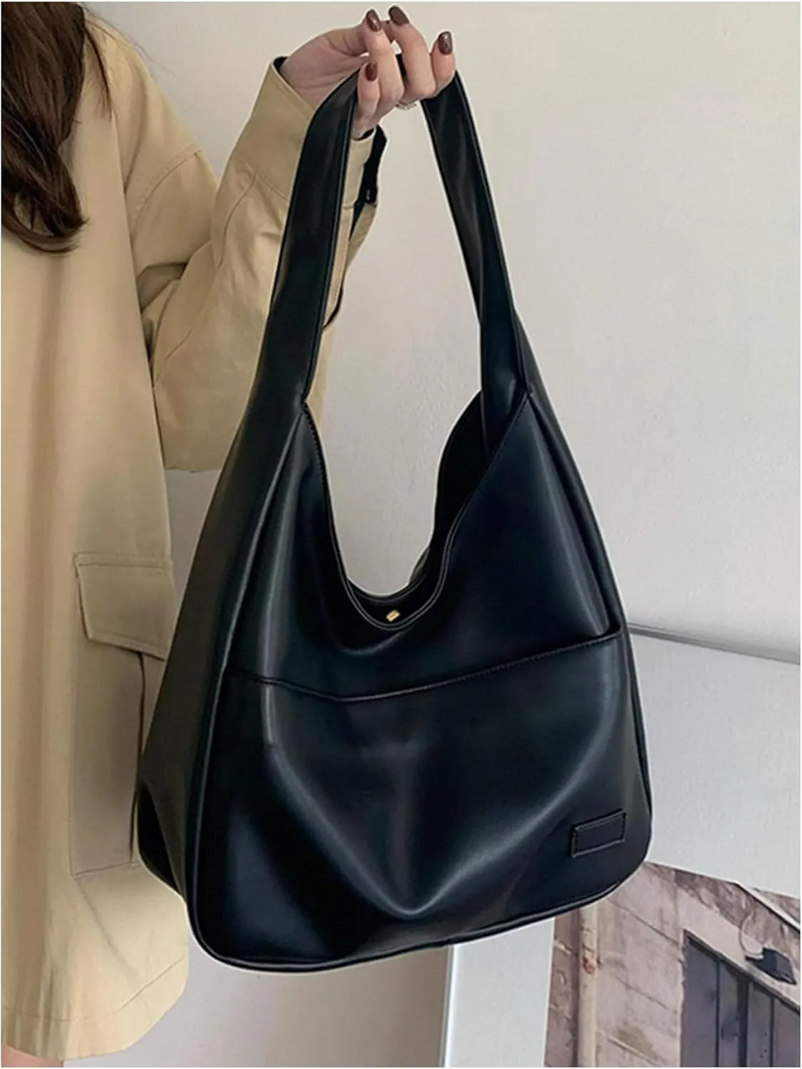 SweatyRocks Women's PU Leather Shoulder Bags Large Capacity Top Handle Travel Shopping Handbag