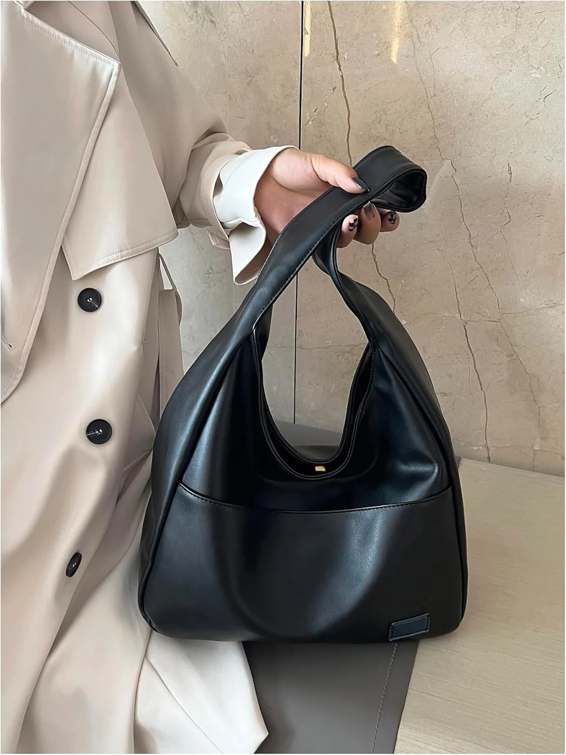 SweatyRocks Women's PU Leather Shoulder Bags Large Capacity Top Handle Travel Shopping Handbag