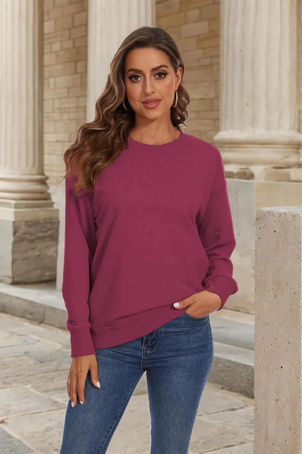 SWEET POISON Womens Casual Fashion Sweatshirts Loose Pullover Sweatshirt Long Sleeve Crewneck Tops