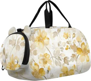 Sweet Yellow Flowers Watercolor Duffel Bags for Boys Small Gym Bags for Teens Dance Bag for Girls