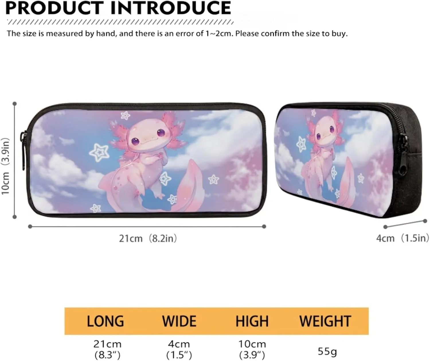 Talayituse Axolotl Star Cloud Print School Bag Backpack Elementary School Bookbag for Teens Girls with Lunch Box Pencil Case 3 In 1 Set Middle High Schoolbag Book Back Packs for Kids Back to School