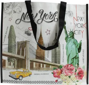 T&T New York Statue of Liberty Reusable Large Shopping Shoulder Tote Bag