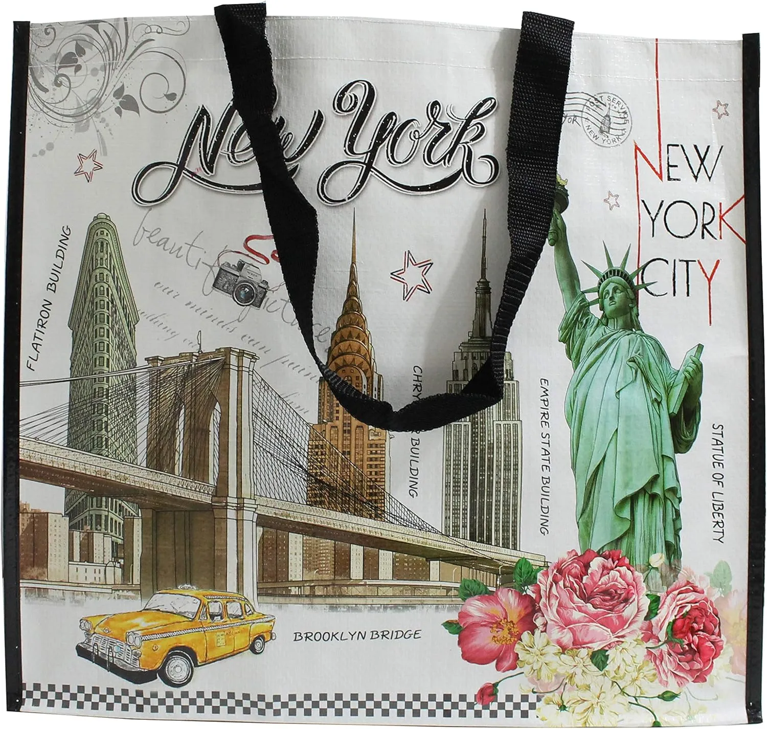 T&T New York Statue of Liberty Reusable Large Shopping Shoulder Tote Bag