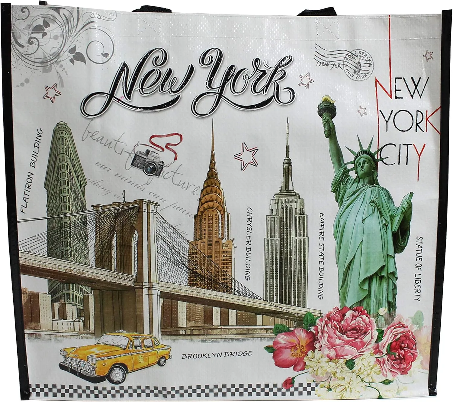 T&T New York Statue of Liberty Reusable Large Shopping Shoulder Tote Bag