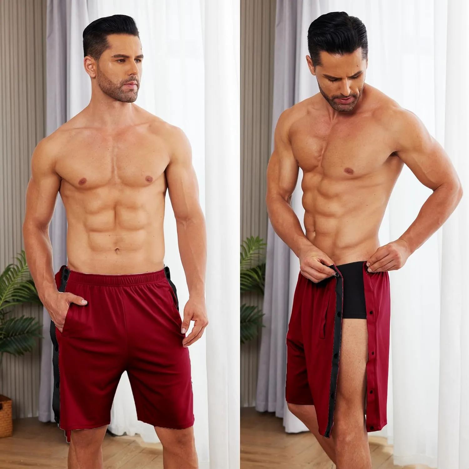 Tear Away Shorts for Men Post Surgery Adaptive Clothing Wide Leg Snap Loose Fit Shorts