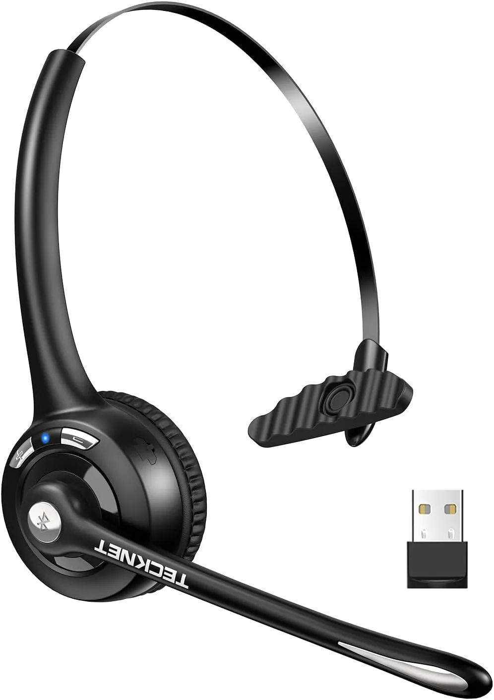 TECKNET Wireless Headset, Bluetooth Headphones with Noise Cancelling Microphone for Trucker, Hand Free Wireless Headset with Mute Mic for PC