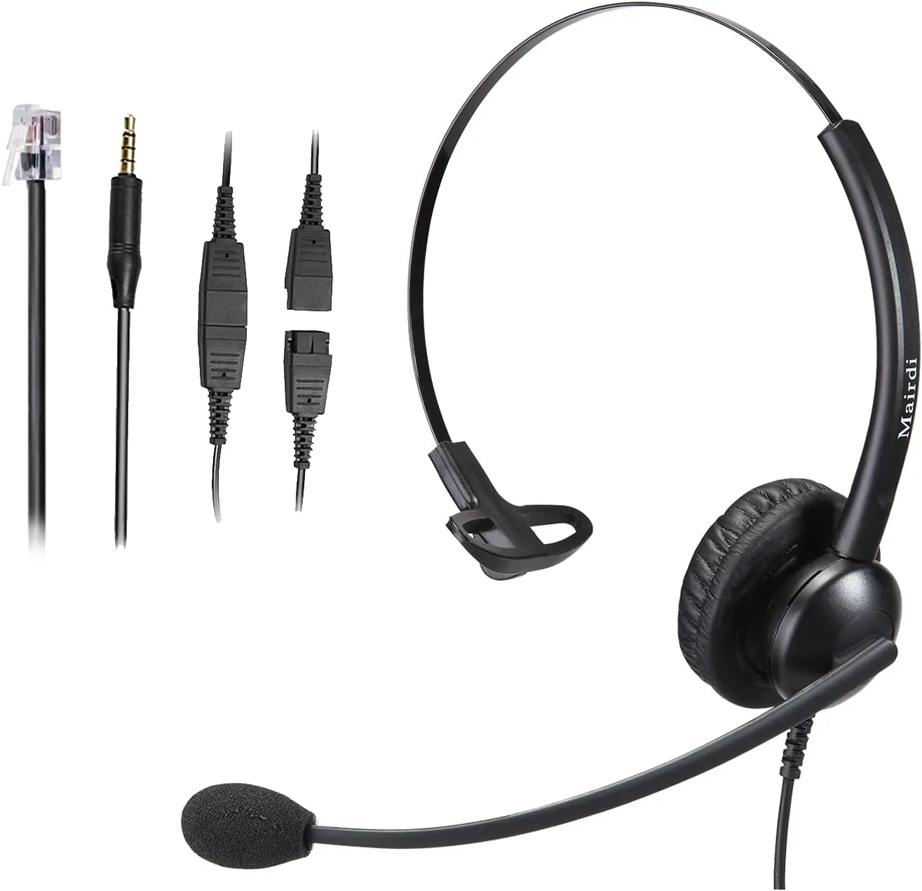 Telephone Headset with Noise Canceling Microphone, Mono Office Call Center Headset with RJ9 & 3.5mm Jack for Landline Deskphone Cell Phone PC Laptop, Work for Mitel Aastra Toshiba NEC Shoretel