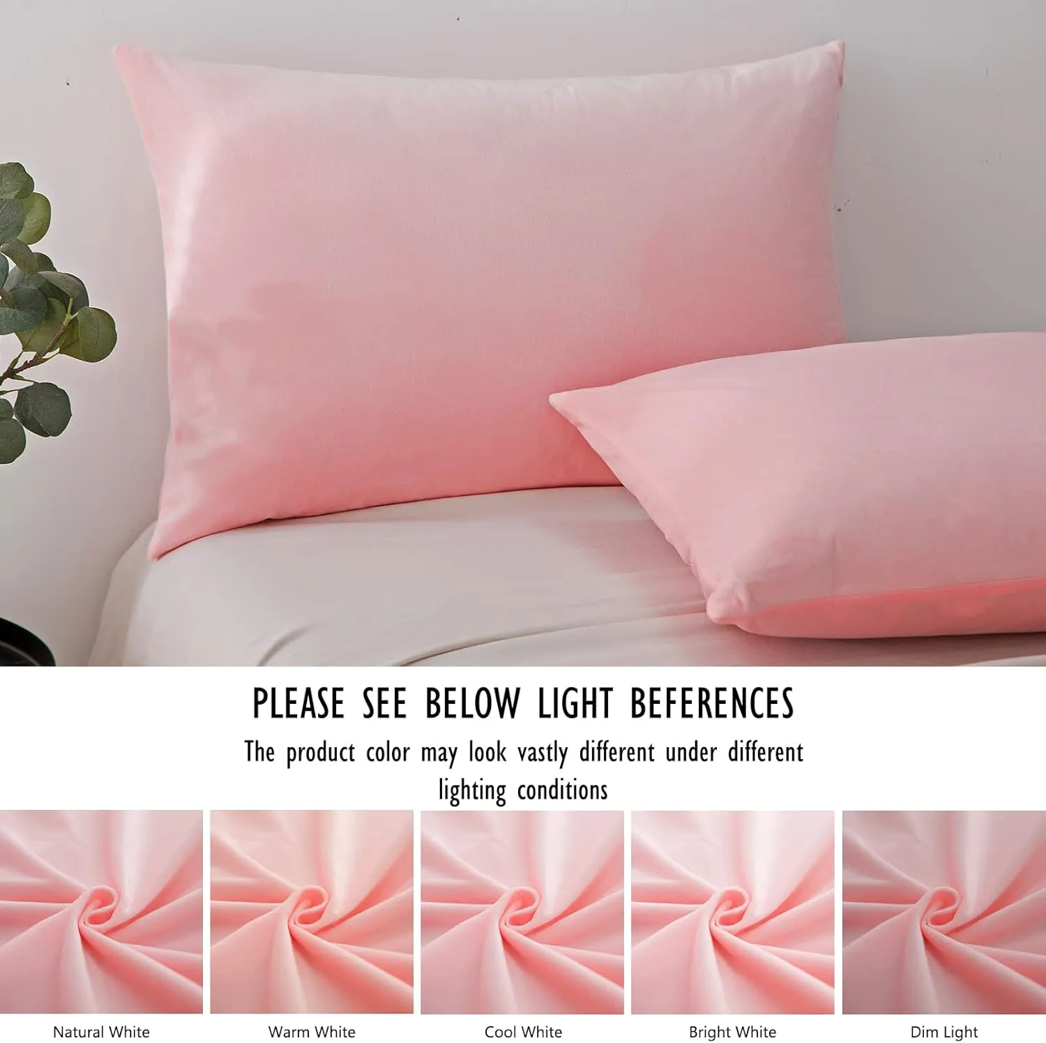 TELUS 2 Pack Zippered Velvet Queen Pillowcases, Super Soft and Cozy Luxury Fuzzy Flannel Pillow Cases with Zipper, 20x30 Inches, Pink