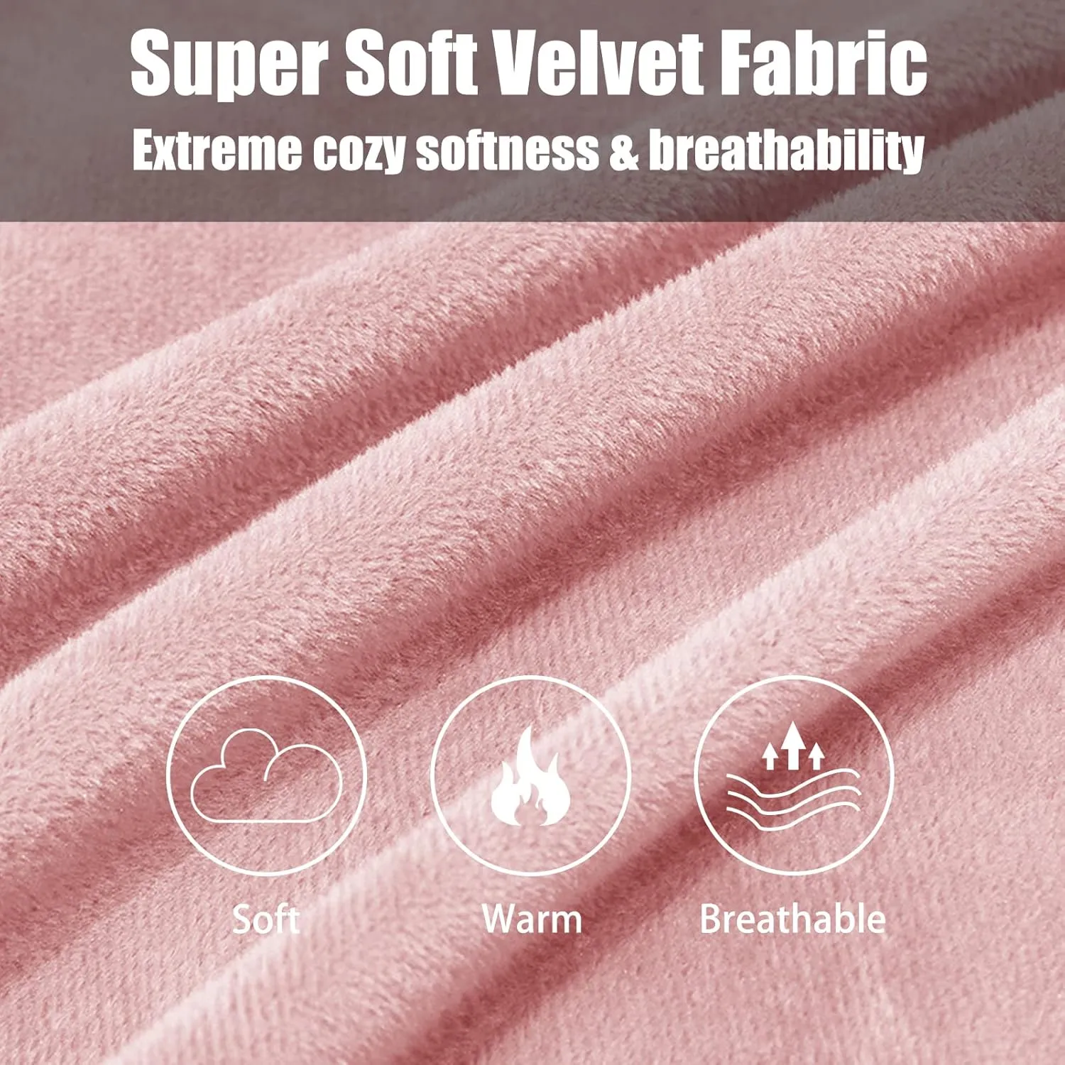 TELUS 2 Pack Zippered Velvet Queen Pillowcases, Super Soft and Cozy Luxury Fuzzy Flannel Pillow Cases with Zipper, 20x30 Inches, Pink