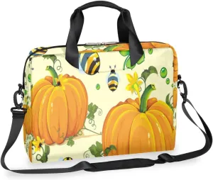 Thanksgiving Pumpkin Honeybee Laptop Bag 16 Inch with Shoulder Straps & Handle Water-Resistant Durable Messenger Bag for Men Women Business Office Travel Gifts