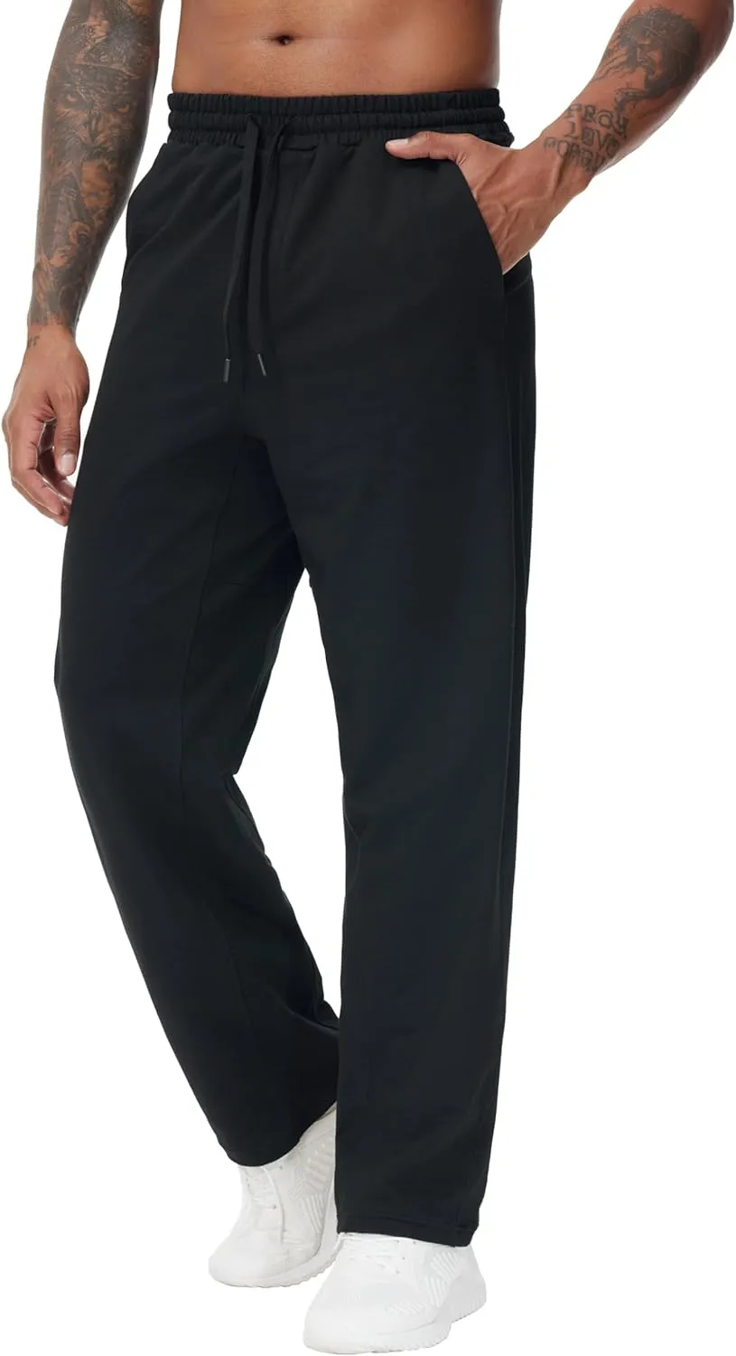 THE GYM PEOPLE Men's Baggy Sweatpants Lightweight Lounge Open Bottom Athletic Workout Pants with Pockets
