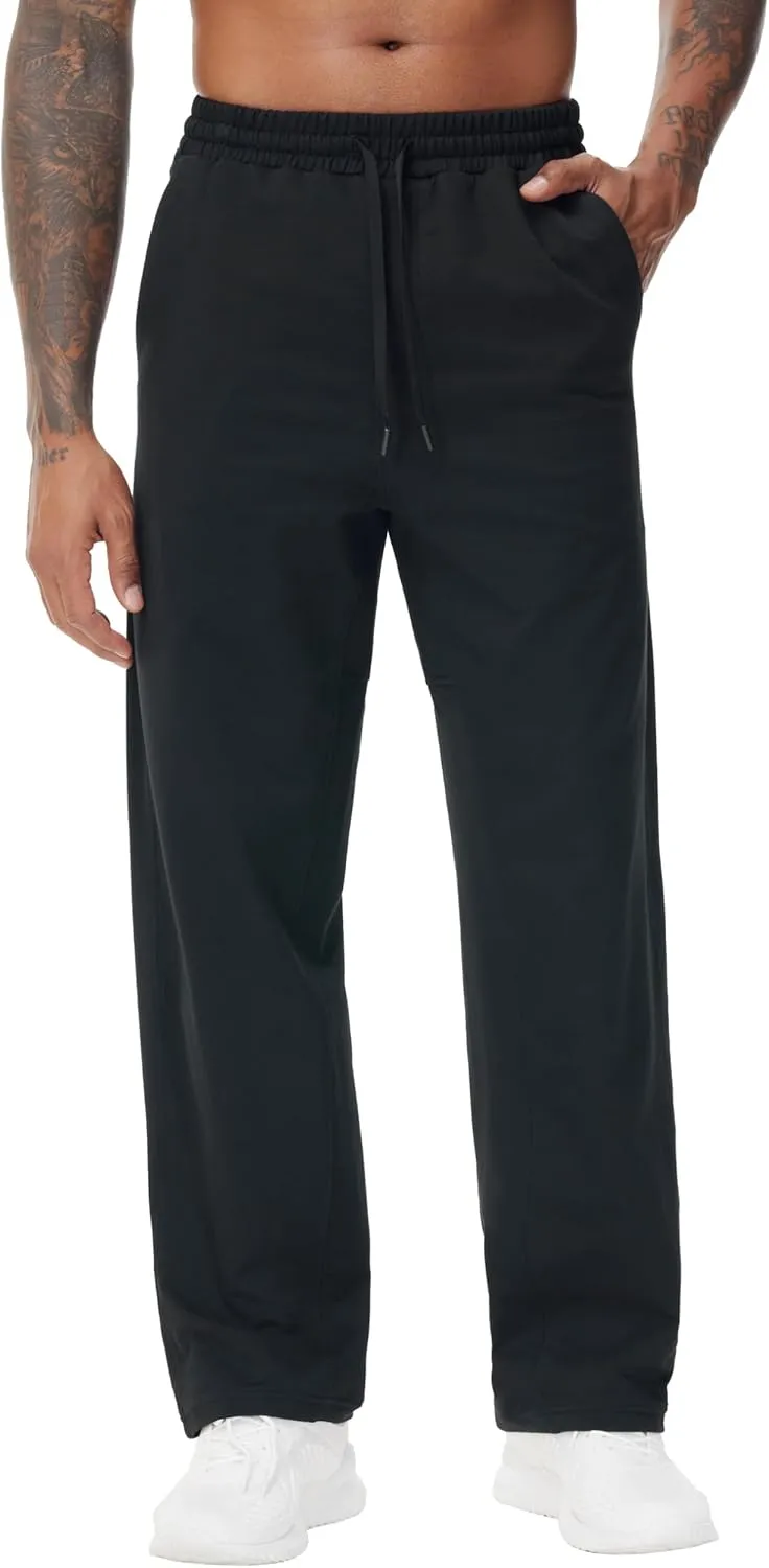 THE GYM PEOPLE Men's Baggy Sweatpants Lightweight Lounge Open Bottom Athletic Workout Pants with Pockets