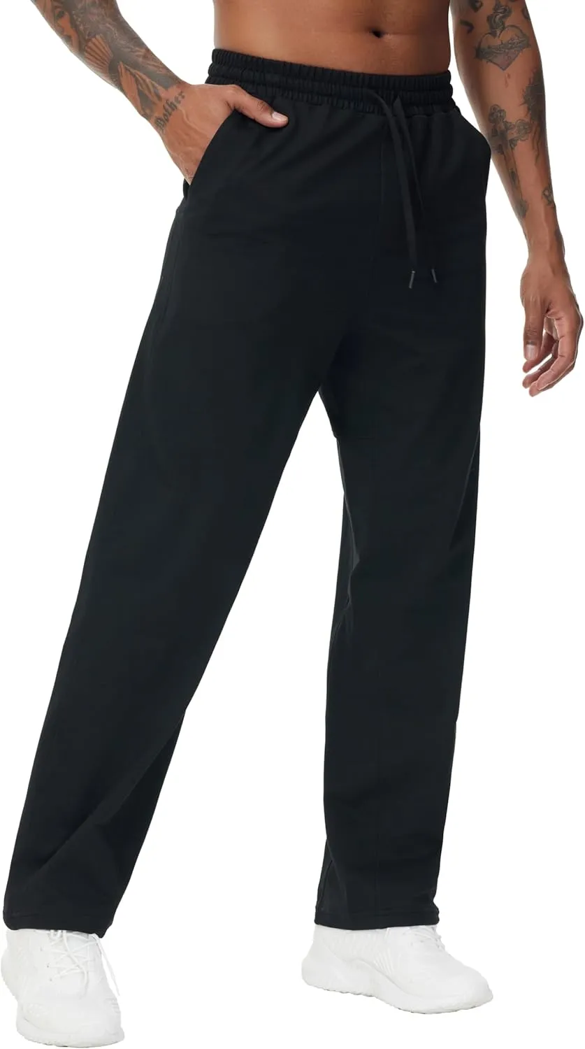 THE GYM PEOPLE Men's Baggy Sweatpants Lightweight Lounge Open Bottom Athletic Workout Pants with Pockets