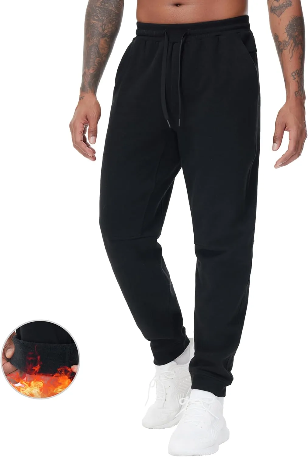THE GYM PEOPLE Men's Fleece Workout Sweatpants Drawstring Tapered Running Lounge Jogger Pants with Pockets
