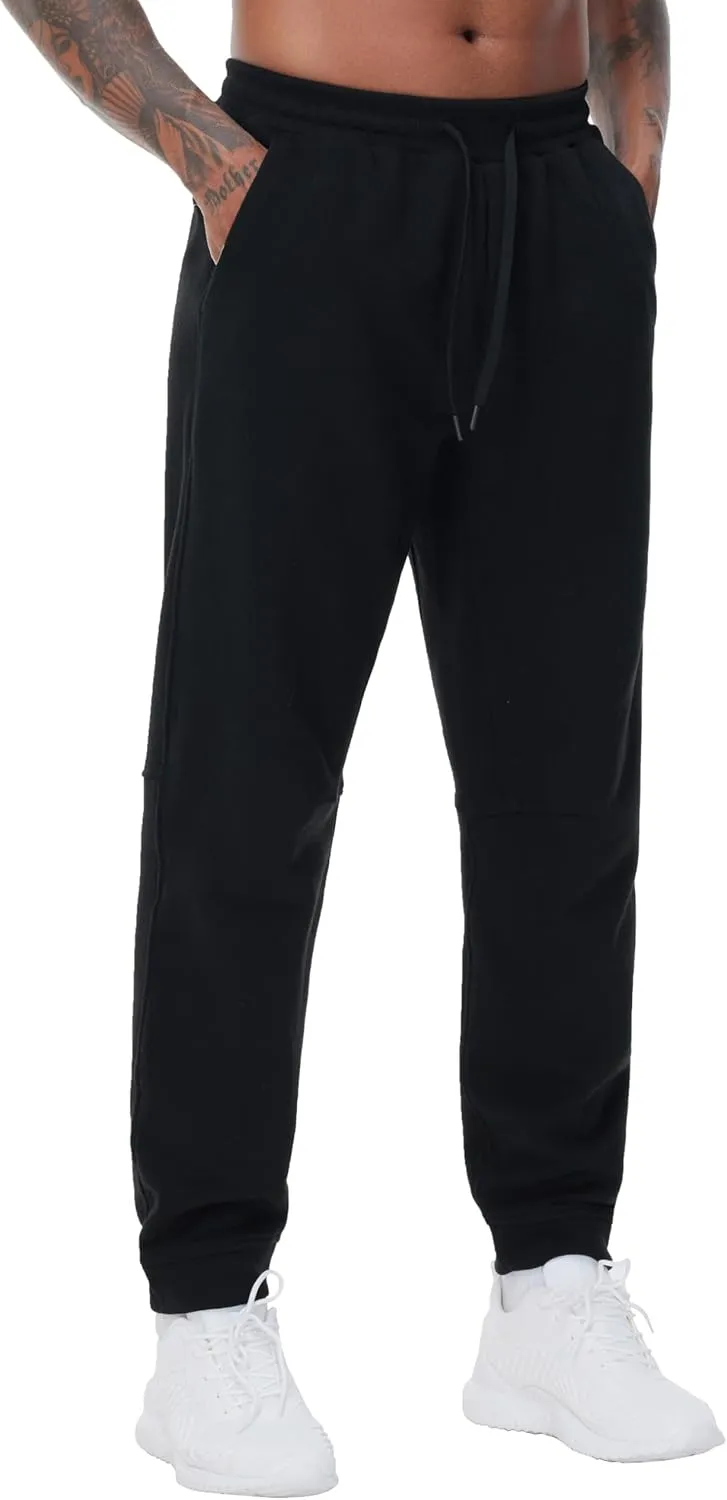THE GYM PEOPLE Men's Fleece Workout Sweatpants Drawstring Tapered Running Lounge Jogger Pants with Pockets