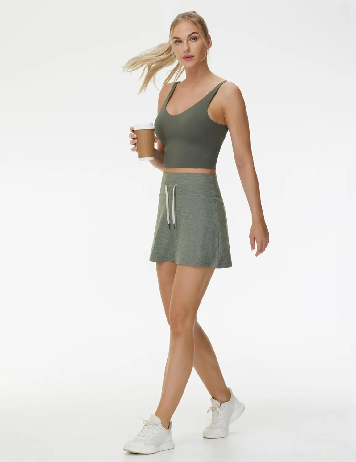 THE GYM PEOPLE Women's Drawstring High Waist Golf Skorts Athletic Tennis Skirts Built-in Shorts with Pockets