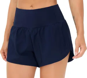 THE GYM PEOPLE Womens High Waisted Running Shorts Quick Dry Athletic Workout Shorts with Mesh Liner Zipper Pockets