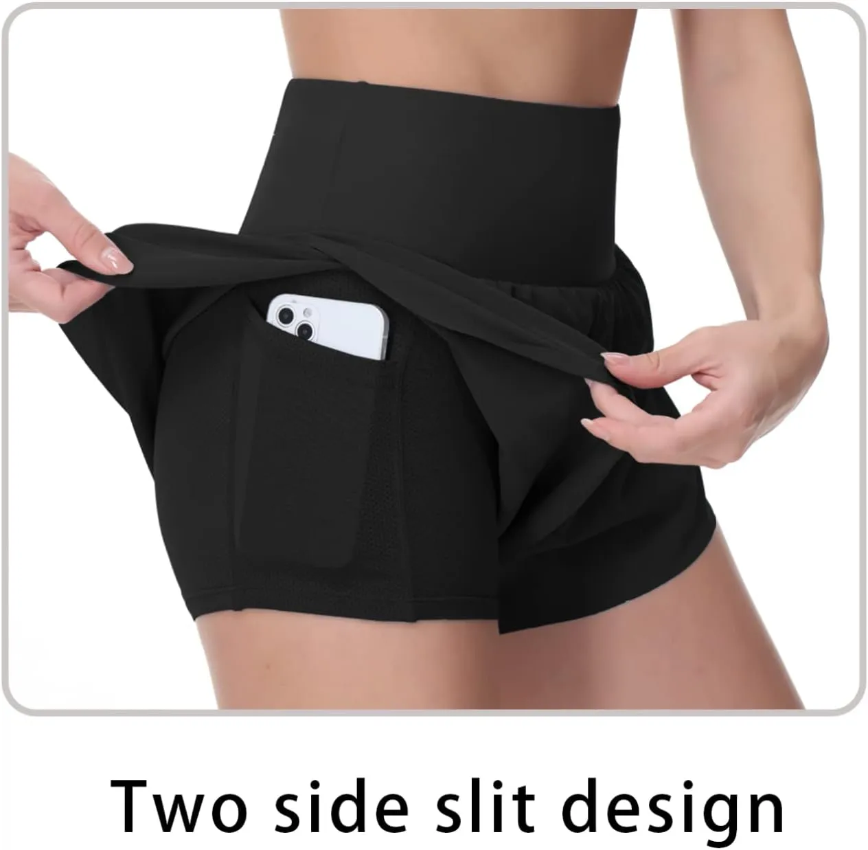 THE GYM PEOPLE Women’s Quick Dry Running Shorts Mesh Liner High Waisted Tennis Workout Shorts Zipper Pockets