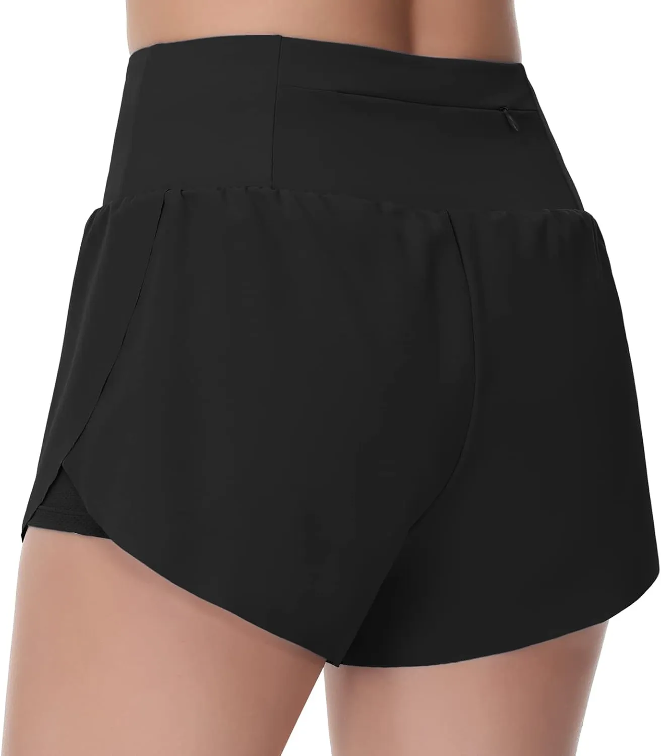THE GYM PEOPLE Women’s Quick Dry Running Shorts Mesh Liner High Waisted Tennis Workout Shorts Zipper Pockets