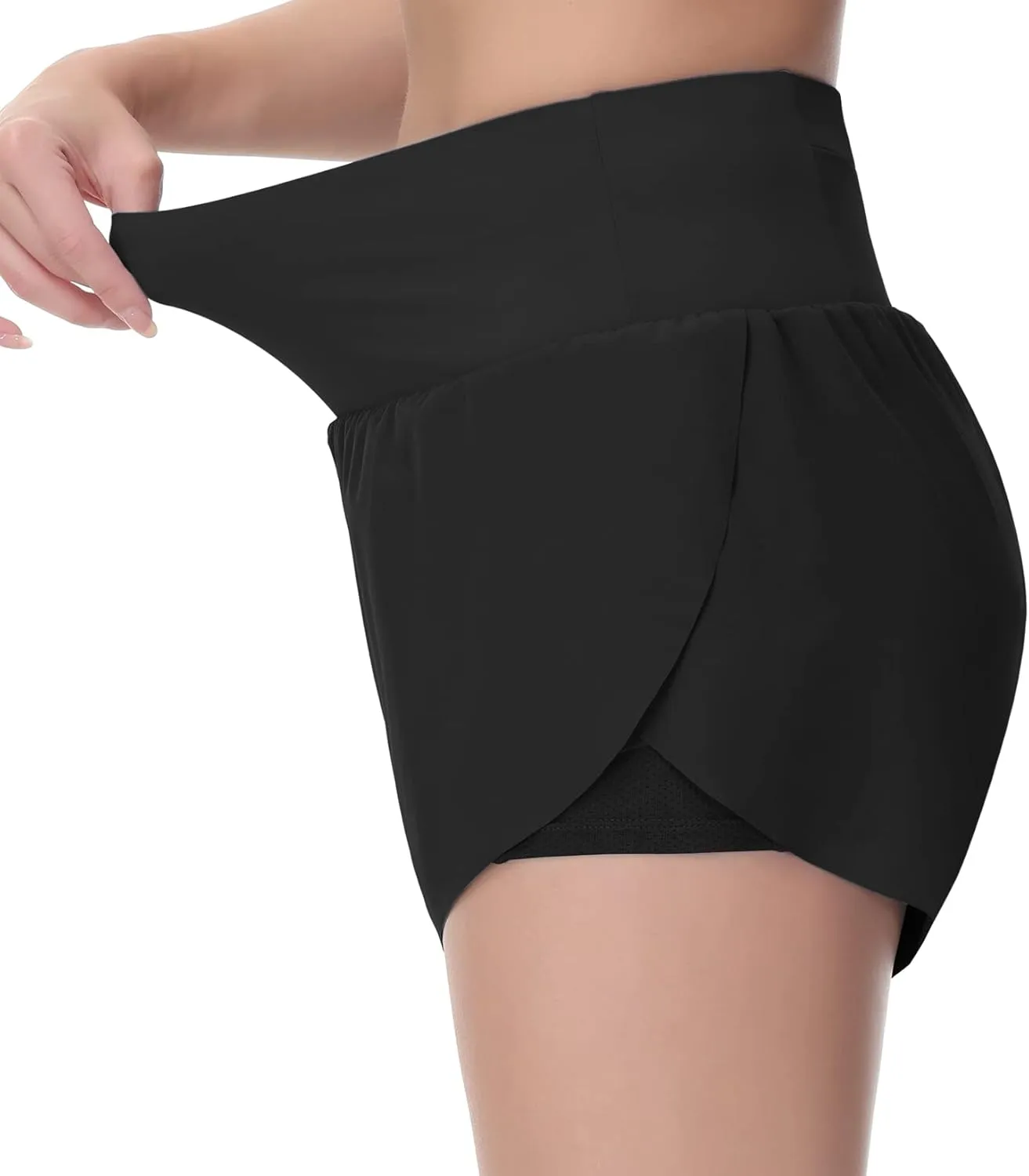 THE GYM PEOPLE Women’s Quick Dry Running Shorts Mesh Liner High Waisted Tennis Workout Shorts Zipper Pockets