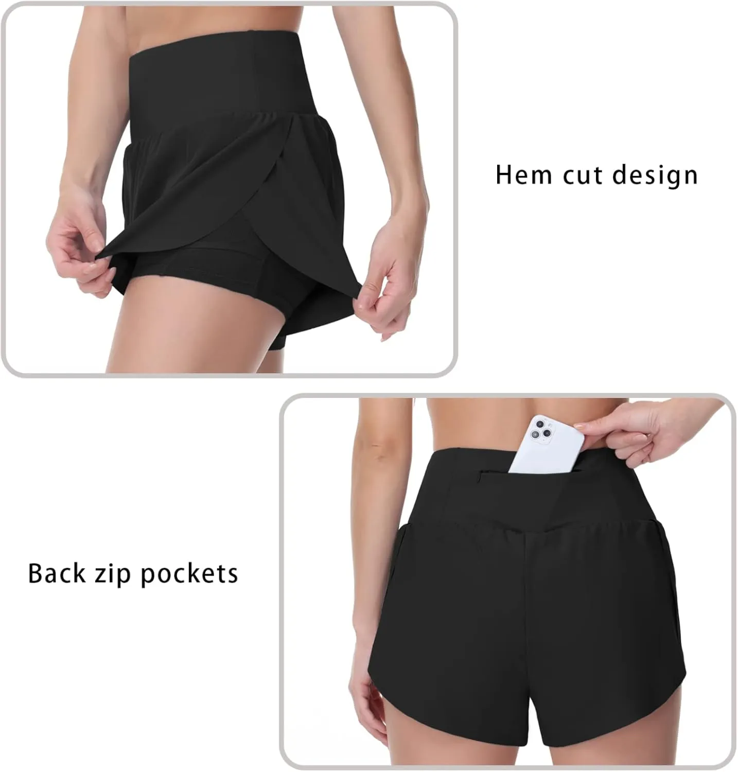 THE GYM PEOPLE Women’s Quick Dry Running Shorts Mesh Liner High Waisted Tennis Workout Shorts Zipper Pockets