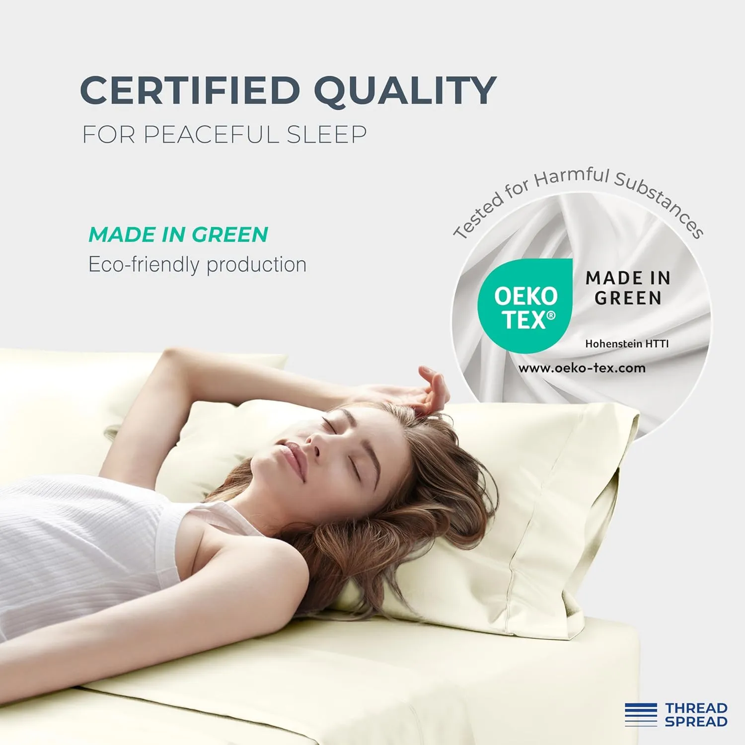 THREAD SPREAD 100% Egyptian Cotton King Size Sheets Set - Luxury 1500 Thread Count Egyptian Cotton Sheets King Size, 17" Deep Pocket, Soft, Cooling Sateen Weave Hotel Quality Bedding Set - Ivory