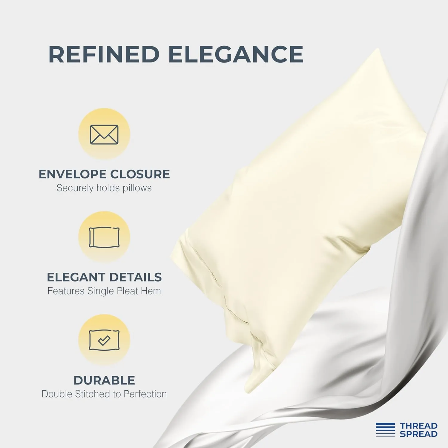THREAD SPREAD 100% Egyptian Cotton King Size Sheets Set - Luxury 1500 Thread Count Egyptian Cotton Sheets King Size, 17" Deep Pocket, Soft, Cooling Sateen Weave Hotel Quality Bedding Set - Ivory