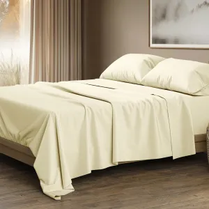 THREAD SPREAD 100% Egyptian Cotton King Size Sheets Set - Luxury 1500 Thread Count Egyptian Cotton Sheets King Size, 17" Deep Pocket, Soft, Cooling Sateen Weave Hotel Quality Bedding Set - Ivory