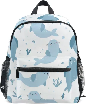 Toddler Backpack for Boys Girls Blue Seals Walrus Preschool Kindergarten Schoolbag Mini Book Bag For School Travel M