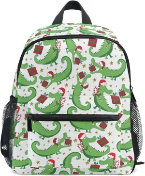 Toddler Backpack for Boys Girls Christmas Alligator Crocodile Preschool Kindergarten Schoolbag Mini Book Bag For School Travel S