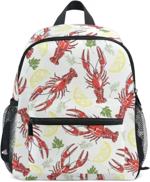 Toddler Backpack for Boys Girls Crayfish Lemon Slices Preschool Kindergarten Schoolbag Mini Book Bag For School Travel M