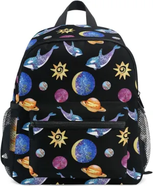 Toddler Backpack for Boys Girls Space Whales Killer Whales Preschool Kindergarten Schoolbag Mini Book Bag For School Travel S