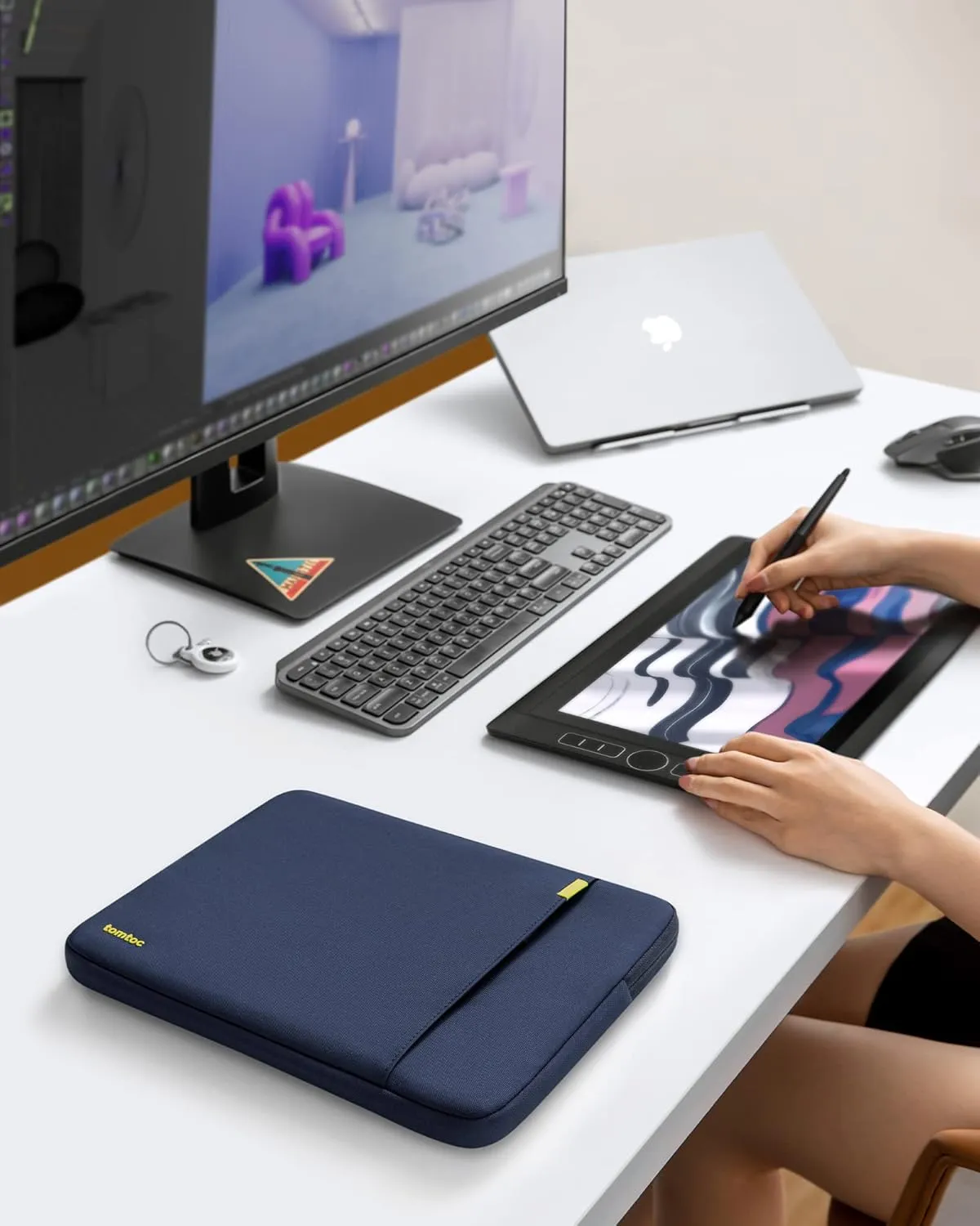 tomtoc 360 Protective Laptop Sleeve for 14-inch MacBook Pro M4/M3/M2/M1 Pro/Max A3112 A3401 A3185 A2992 A2918 A2779 2024-2021, Water-Resistant Case Bag with Accessory Pocket for 13.8 Surface Laptop 7