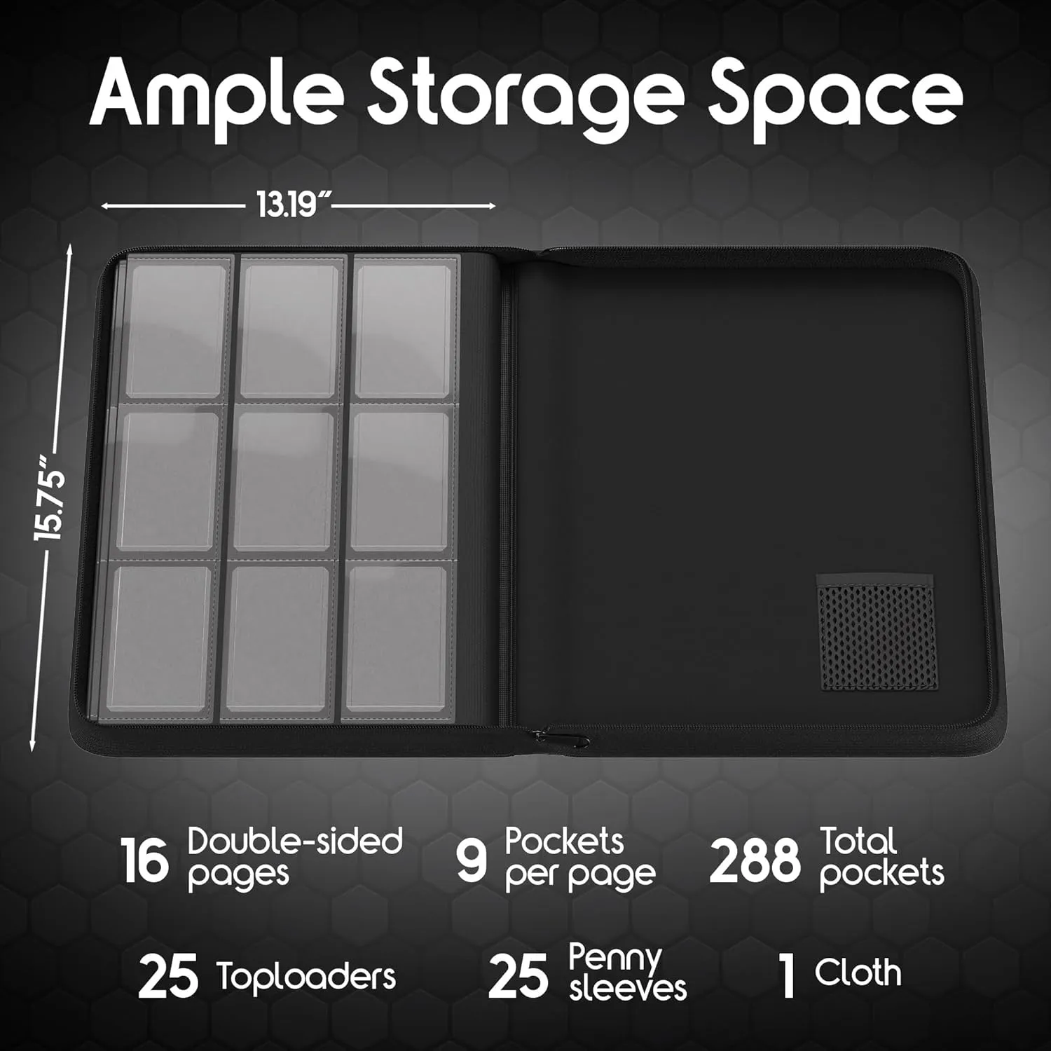 Toploader Binder for Trading Cards & Sports Cards | Top Loader Binder for Cards with Care Kit | 288 Pockets 25 Toploaders & Penny Sleeves | Trading Card Binder - Pokemon, Yugi-Oh & More
