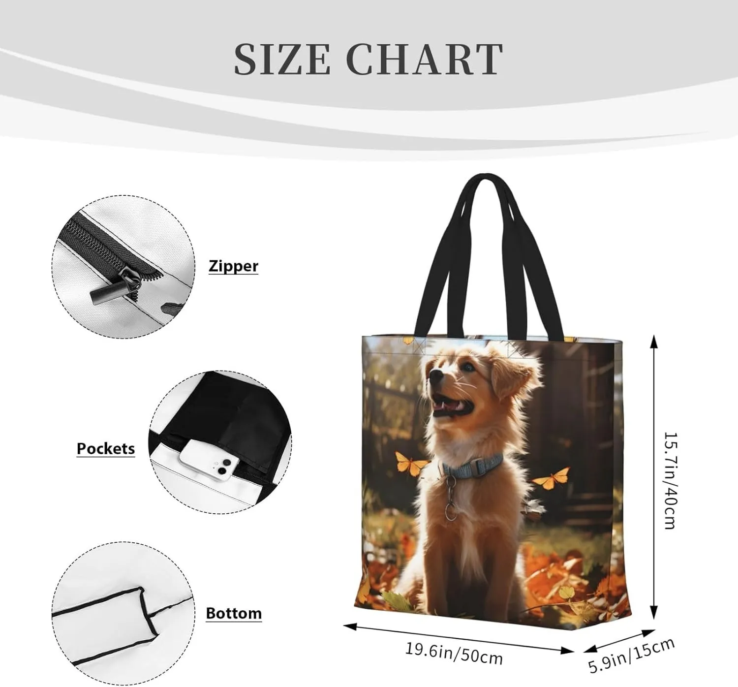 Tote Bag for Women Dolphins Sea Turtle Coral Reef Shoulder Bag with Zipper Handbag Large Capacity Reusable Grocery Bag