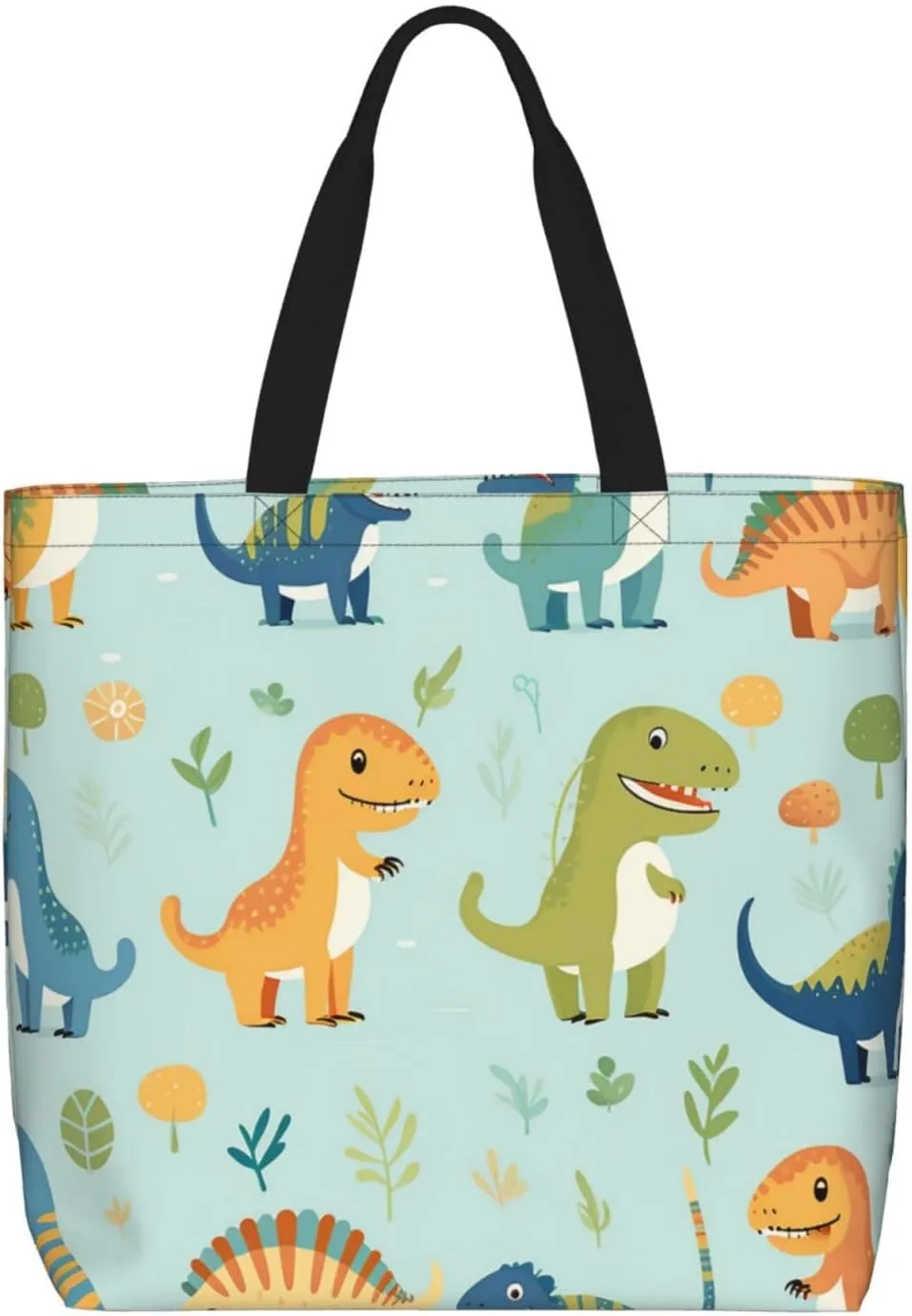 Tote Bag for Women Flowers and birds illustration Shoulder Bag with Zipper Handbag Large Capacity Reusable Grocery Bag