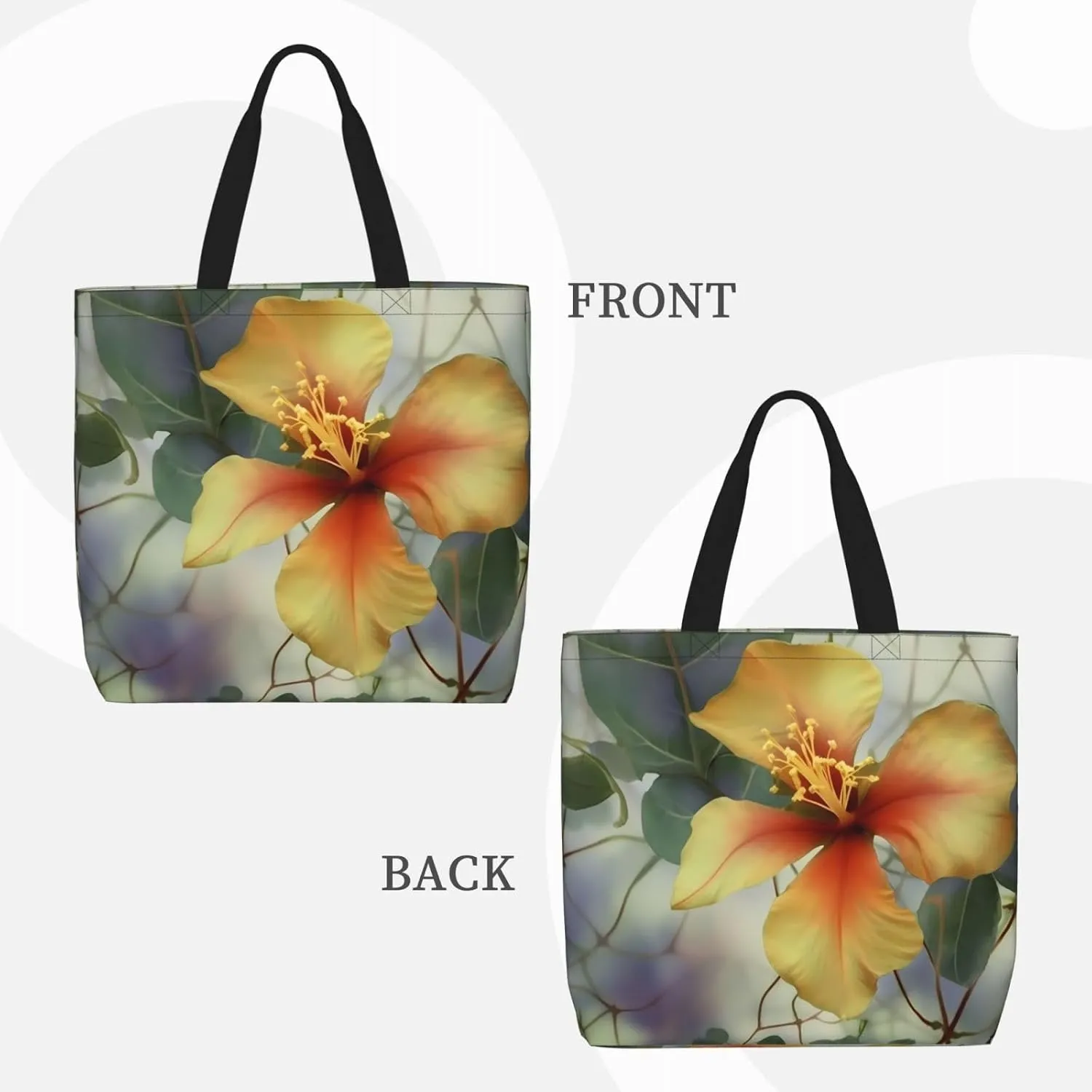 Tote Bag for Women Hawaiian Surfer on Wavy Shoulder Bag with Zipper Handbag Large Capacity Reusable Grocery Bag