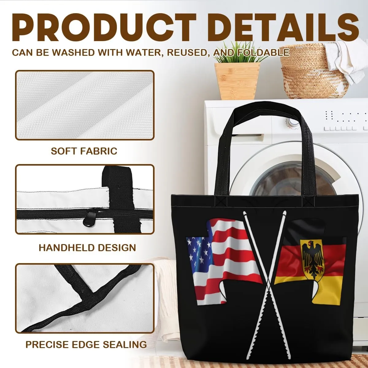 Tote Bag for Women Men Large Reusable Beach Shoulder Bags With Zipper for Gym Shopping Travel Gifts Yoga