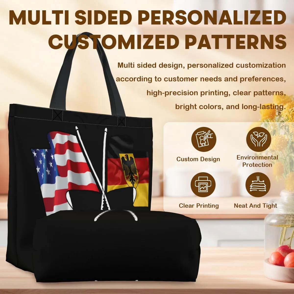 Tote Bag for Women Men Large Reusable Beach Shoulder Bags With Zipper for Gym Shopping Travel Gifts Yoga