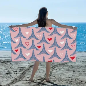 Towers Love Abstract Beach Towel Quick Dry Super Absorbent Microfiber Polyester Lightweight Sandproof Towel for Pool Yoga Travel 61 x 31 Inch