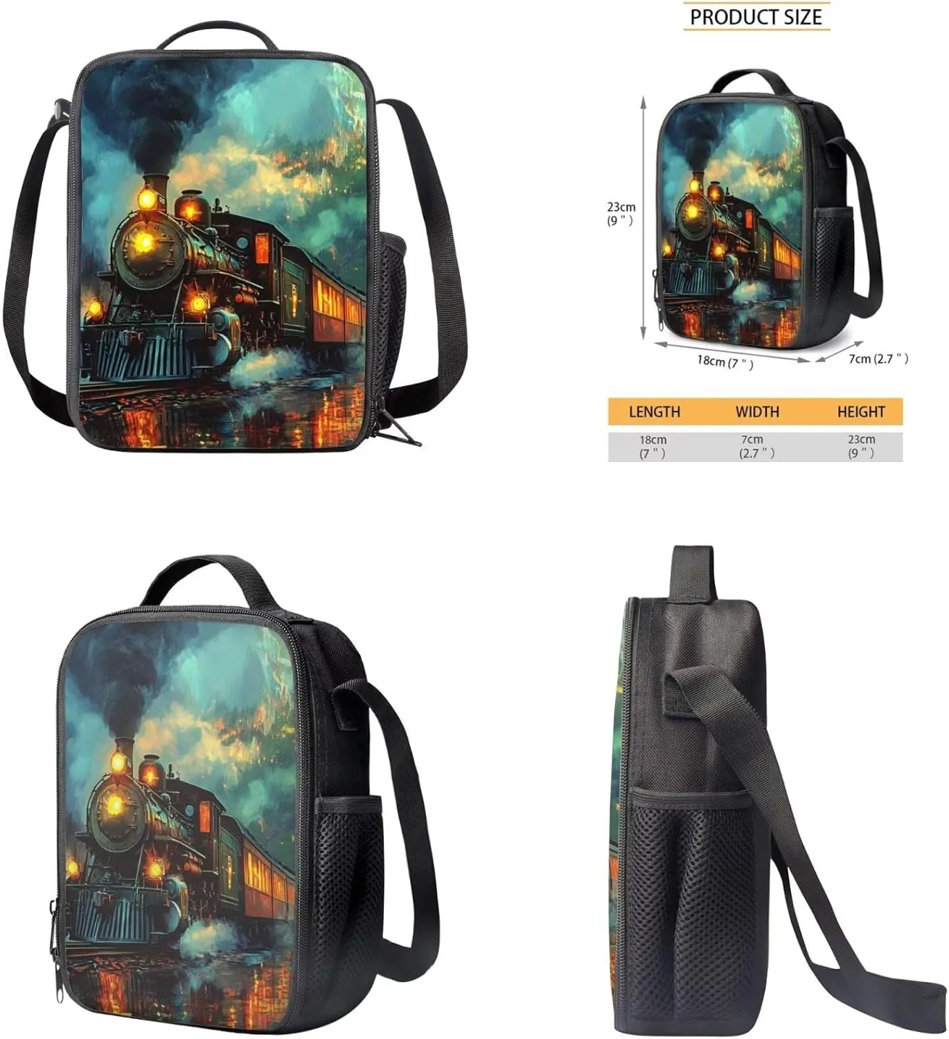 Train Backpack for Toddler Boys Preschol Cute Bookbags Aesthetic for 1st Grader with Thermal Lunch Box & Pencil Case 3 in 1 School Bag Sets for Kindergarten Spring Trips