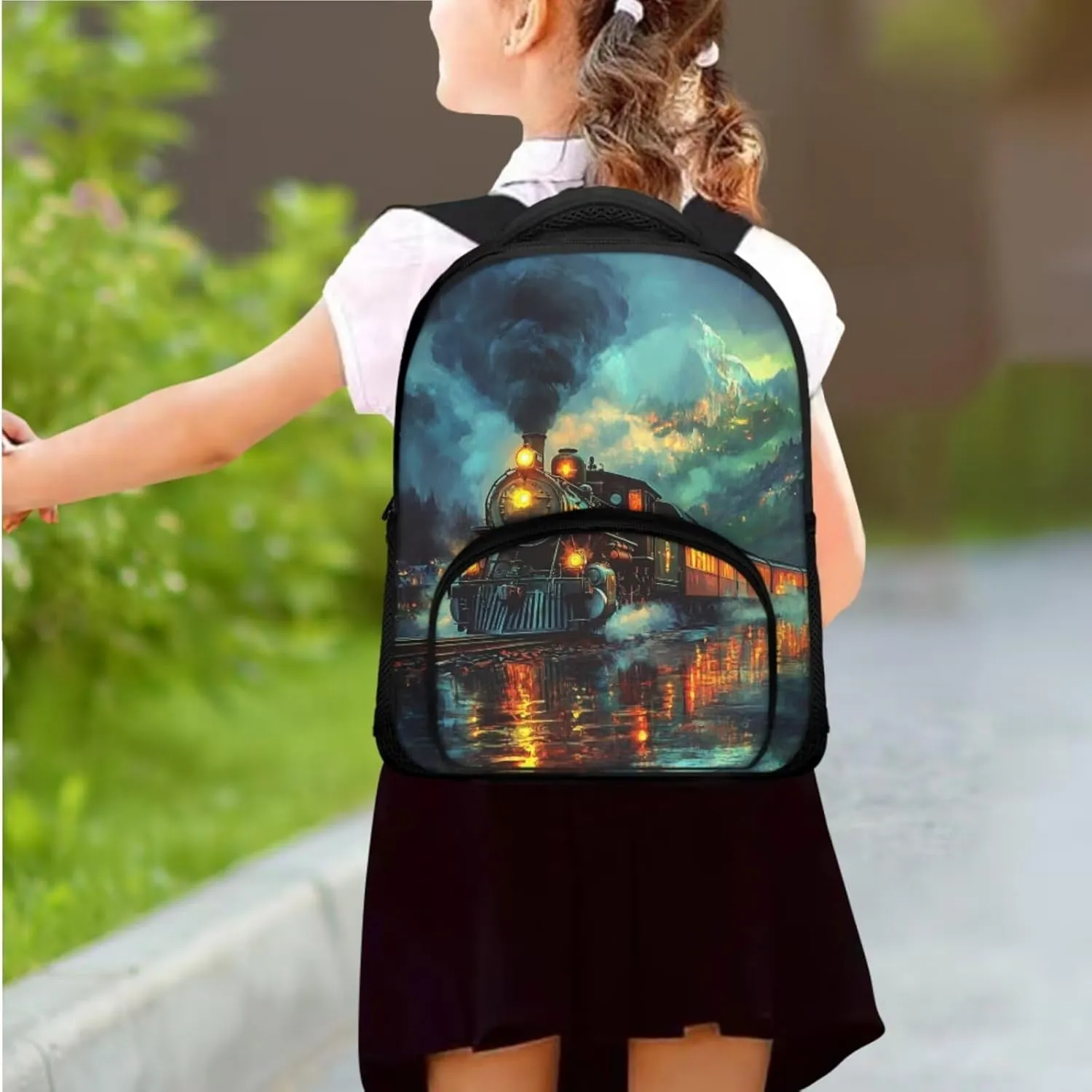 Train Backpack for Toddler Boys Preschol Cute Bookbags Aesthetic for 1st Grader with Thermal Lunch Box & Pencil Case 3 in 1 School Bag Sets for Kindergarten Spring Trips