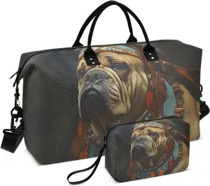 Travel Duffel Bags for Unisex-Adult, Personal Item Travel Duffel Bag with Shoes Compartment, Carry On Bag for Women, Travel, Gym, Weekend,Primitive Dogs Pattern