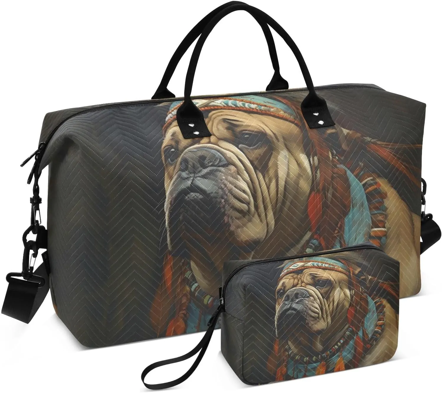 Travel Duffel Bags for Unisex-Adult, Personal Item Travel Duffel Bag with Shoes Compartment, Carry On Bag for Women, Travel, Gym, Weekend,Primitive Dogs Pattern