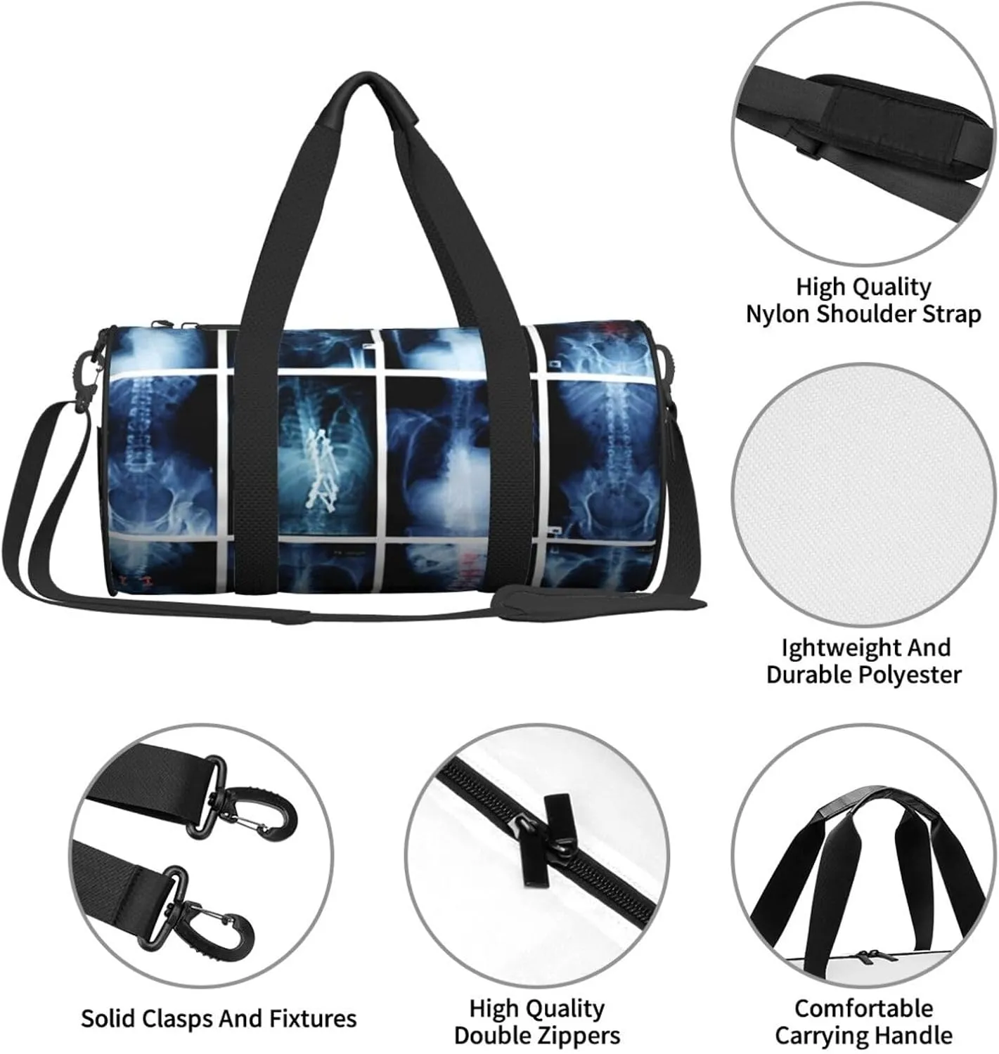 Travel Duffle Bag for Men Women, Anatomy High X Ray Duffle Bags for Sport Gym Overnight Luggage