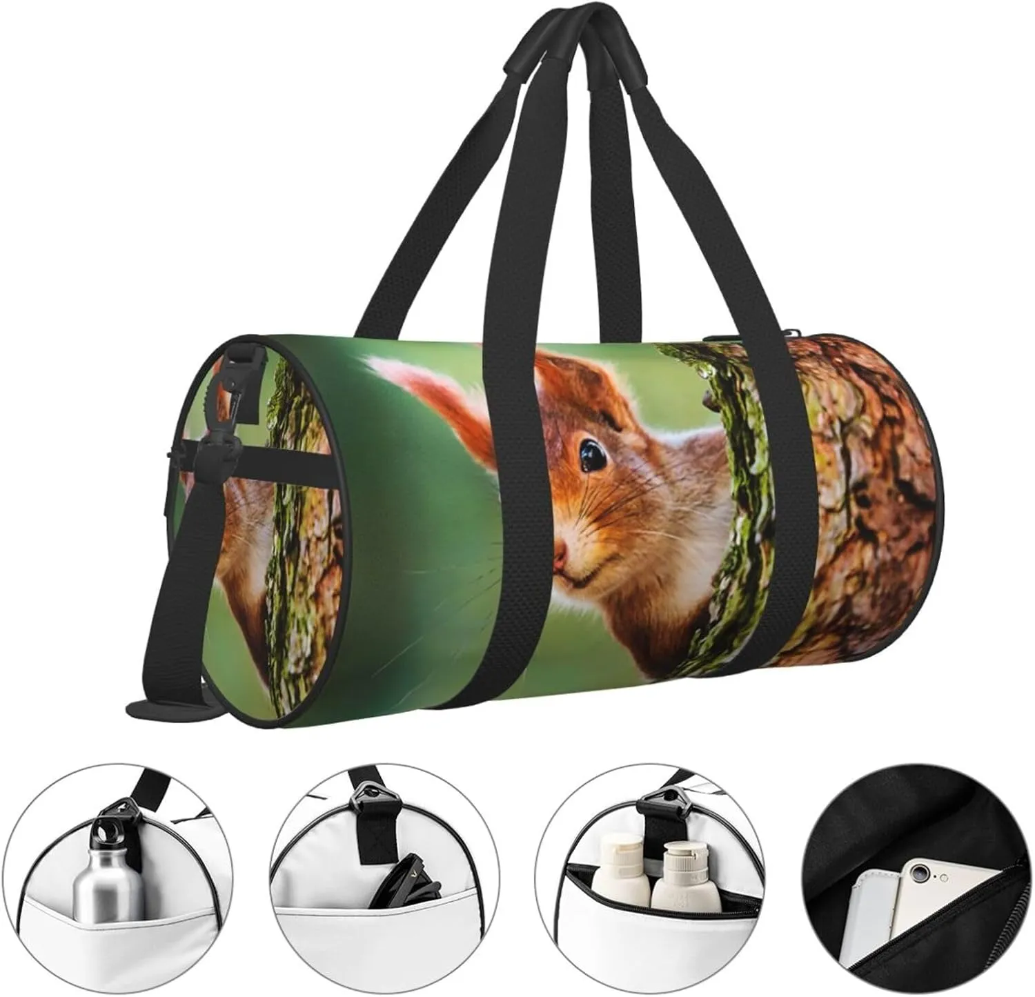 Travel Duffle Bag for Men Women, Cute Little Red Squirrel Duffle Bags for Sport Gym Overnight Luggage