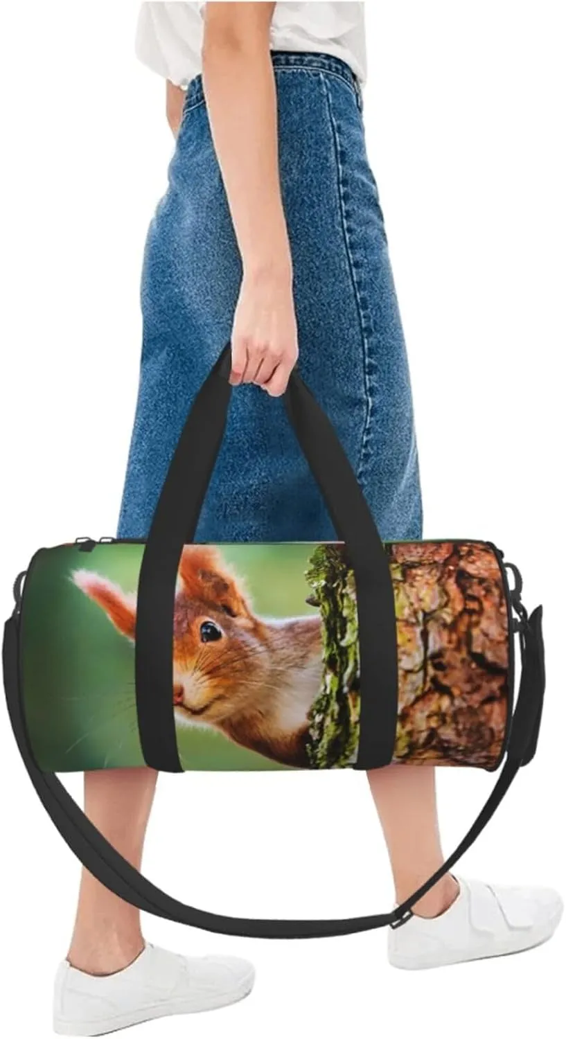 Travel Duffle Bag for Men Women, Cute Little Red Squirrel Duffle Bags for Sport Gym Overnight Luggage