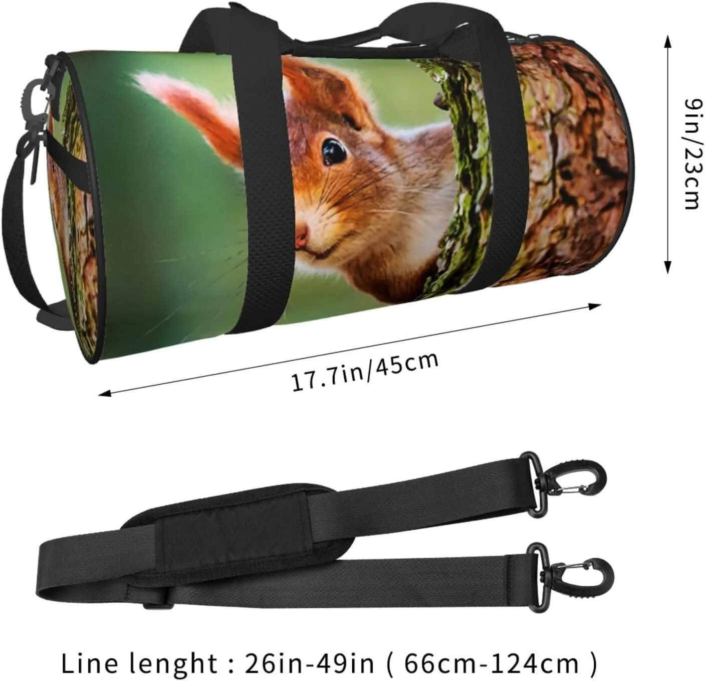 Travel Duffle Bag for Men Women, Cute Little Red Squirrel Duffle Bags for Sport Gym Overnight Luggage